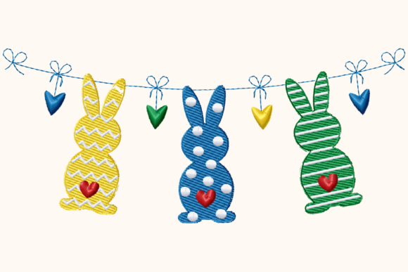 Easter Garland Bunnies with Hearts